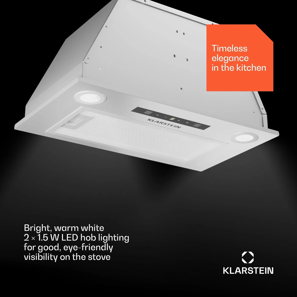 Klarstein Paolo 52 beépíthető páraelszívó 52 cm 439 m³/h LED Touch A++