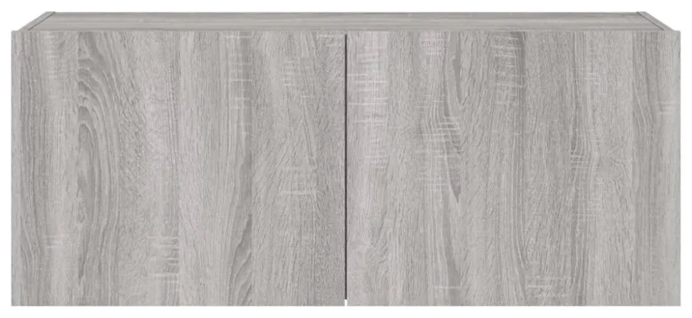 szürke sonoma színű fali TV-szekrény LED-ekkel 100 x 35 x 41 cm