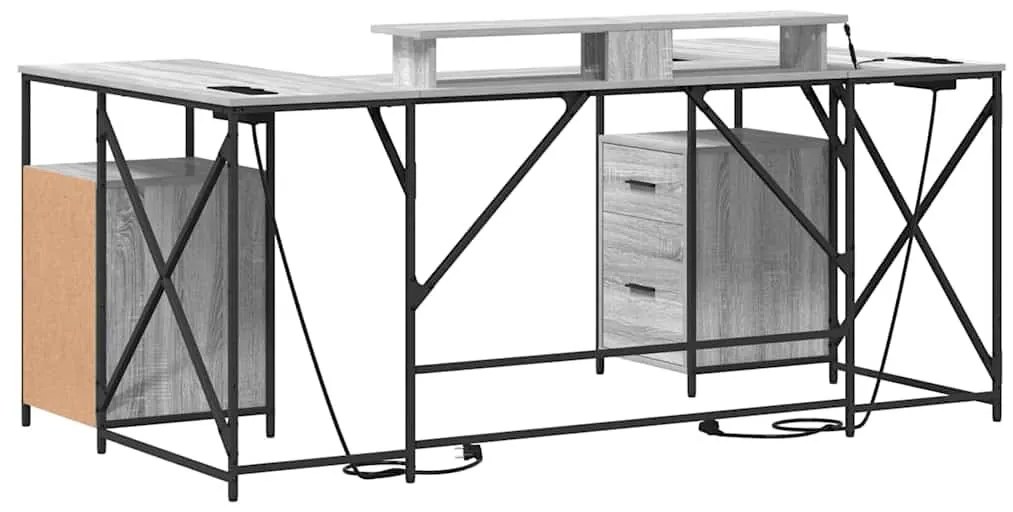 Asztal fiókkal Szürke sonoma 182 x 101 x 87.5 cm Faanyag