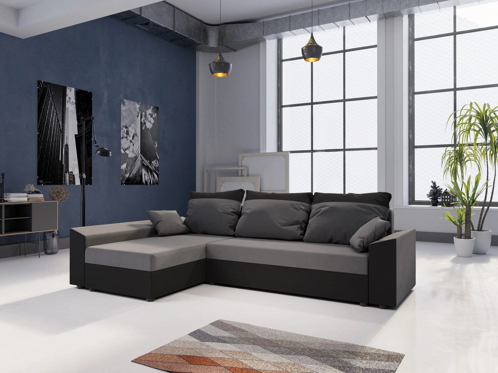 Sarok ülőgarnitúra Paragon L (szürke + fekete) (B). 1062167