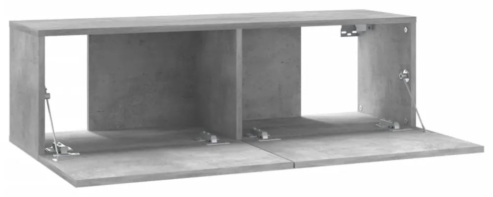 betonszürke szerelt fa TV-szekrény 100 x 30 x 30 cm