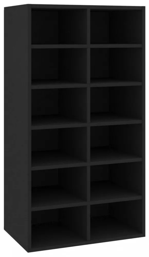 fekete szerelt fa cipőtartó 54 x 34 x 100,5 cm
