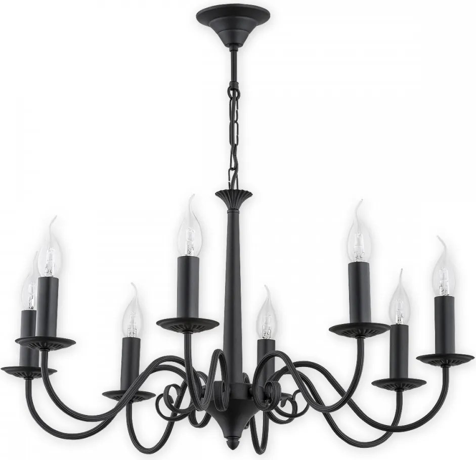 Barokk csillár Asti izzók lángok csavart karokon a nappaliba