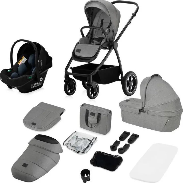 Lionelo - Kombinált 3 az 1-ben babakocsi MERIL Grey Stone