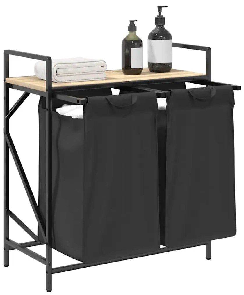 sonoma tölgy mosodai kosár 2 rekeszes polccal