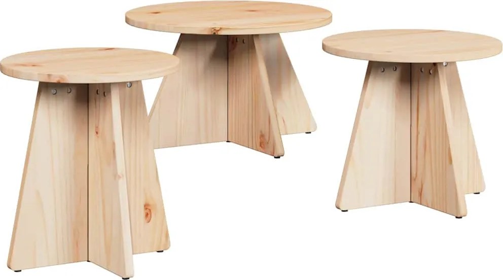 vidaXL Dohányzóasztal 3 pcs Természetes