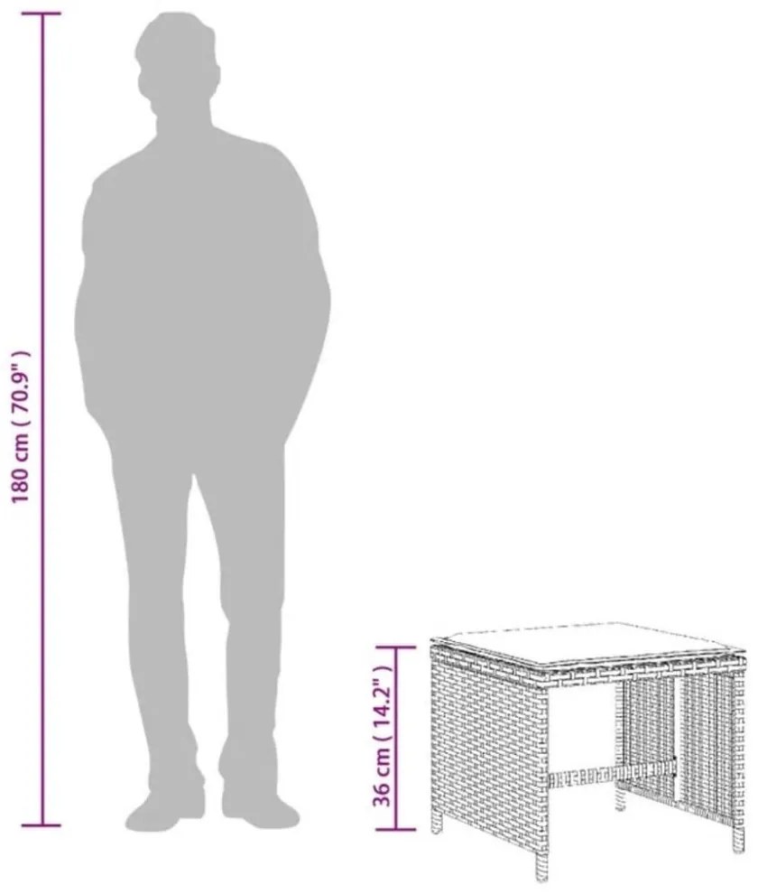 vidaXL 4 db barna polyrattan kerti szék párnával 41 x 41 x 36 cm
