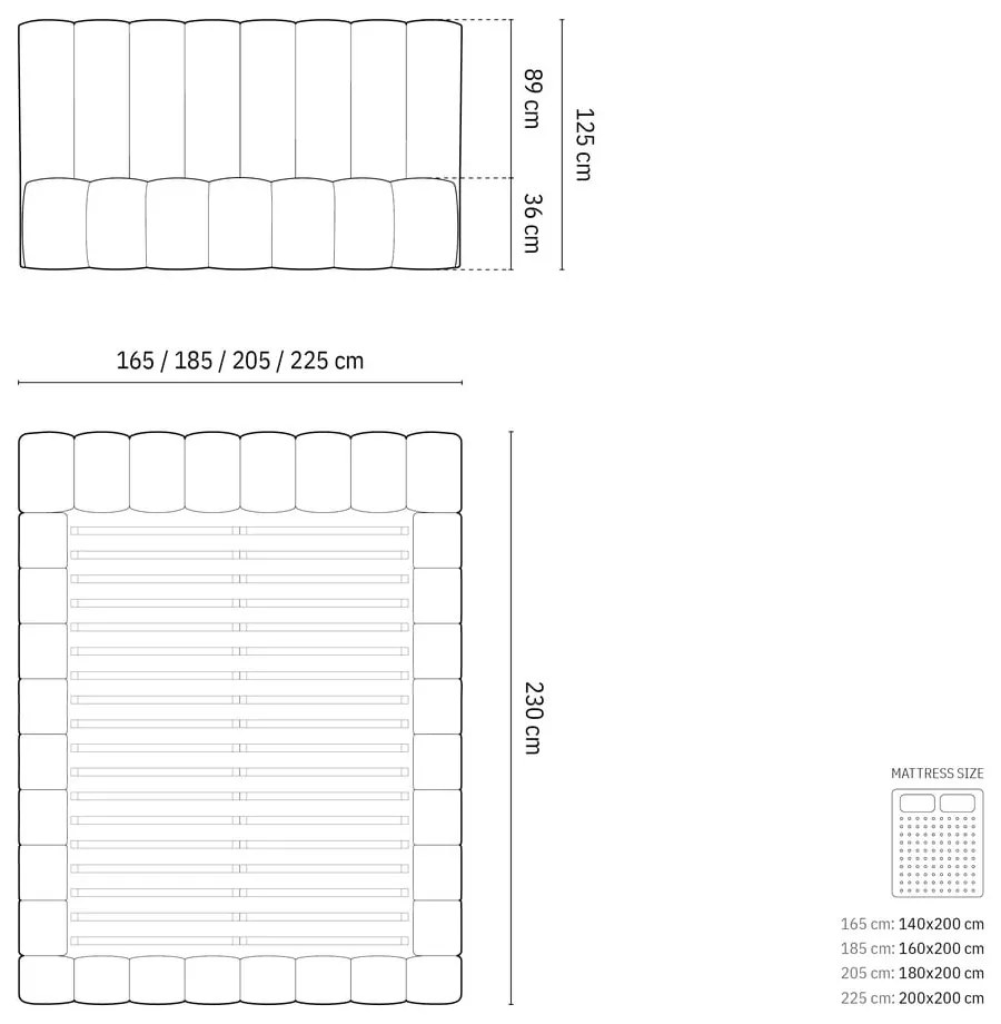 Krémszínű kárpitozott ágyneműtartós franciaágy ágyráccsal 180x200 cm Kelp – Micadoni Home