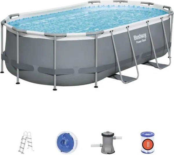 Bestway PUERTO RICO ovális fémvázas medence szett 424 x 250 x 100 cm