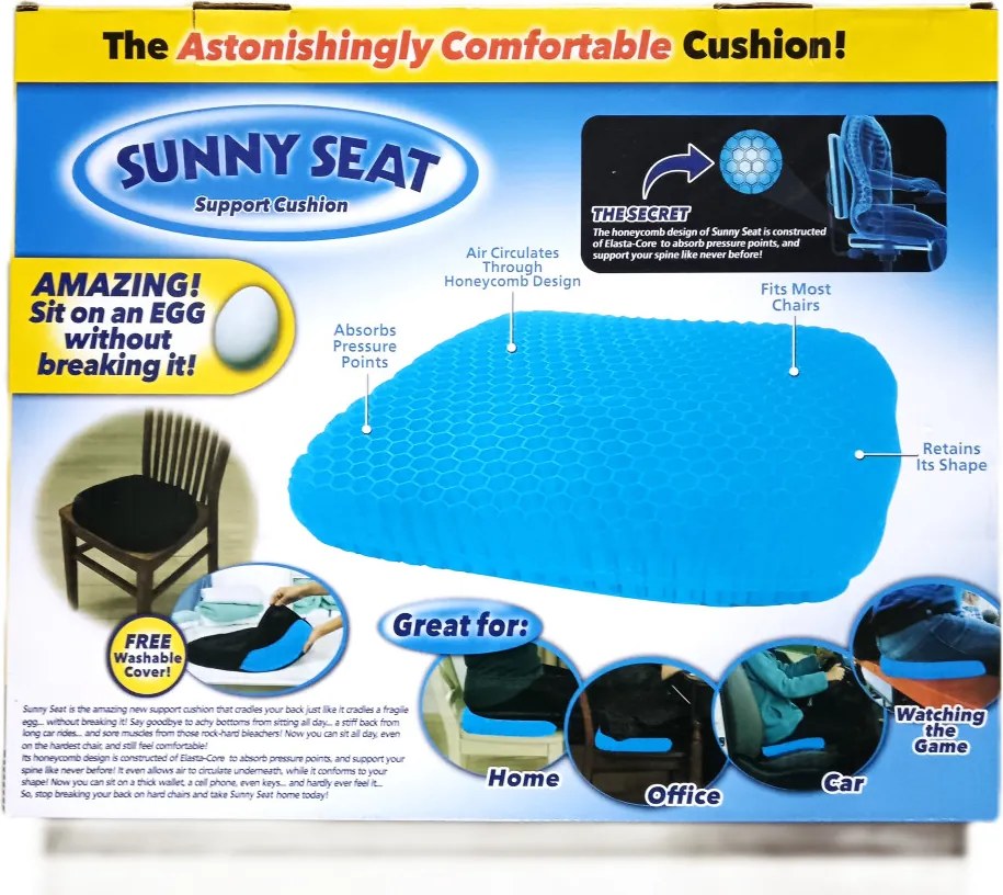 Sunny Seat Egg Sitter Továbbfejlesztett Zselés Ülőpárna Vastagabb Egészségi Párna Otthonra Autóba Irodába Ajándék Mosható Huzattal