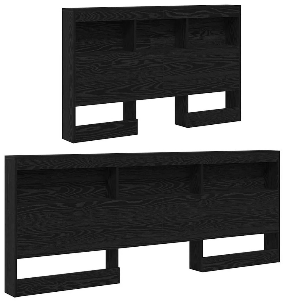 Tároló fejtámla polcokkal tárolóval Musta tammi 120 cm Faanyag