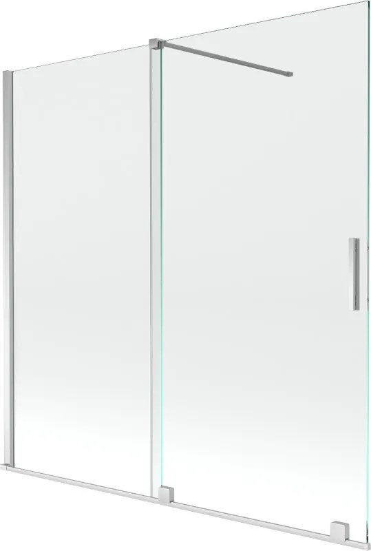 Mexen Velar 2-részes elhúzható fürdőkádparaván 160 x 150 cm, átlátszó, króm - 896-160-000-01-01