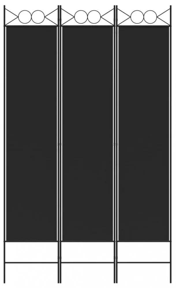 3-paneles fekete szövet térelválasztó 120 x 200 cm