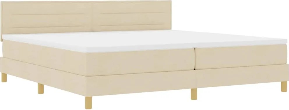 vidaXL LED Box Spring Ágy matracmal leddel Krém 200 x 200 cm szövet