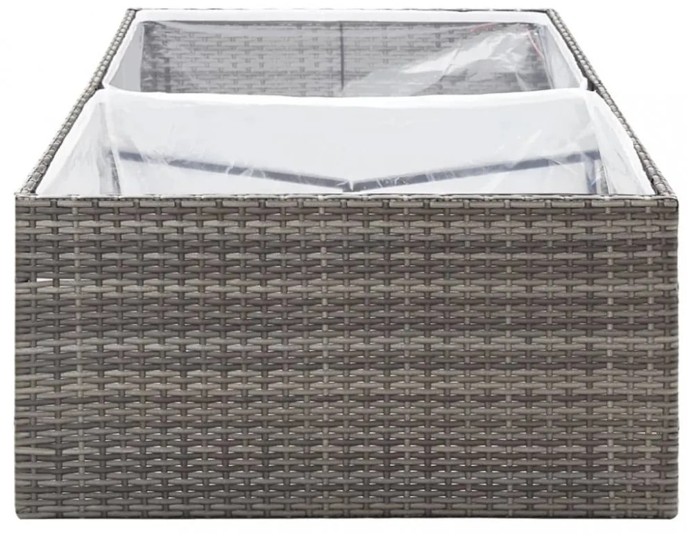 szürke polyrattan kerti ültetőláda 157 x 80 x 40 cm