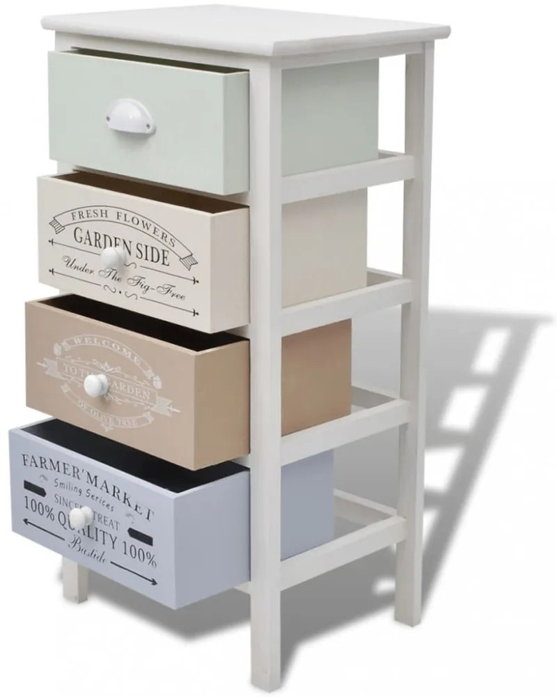 vidaXL 4 fiókos francia stílusú fa tárolószekrény