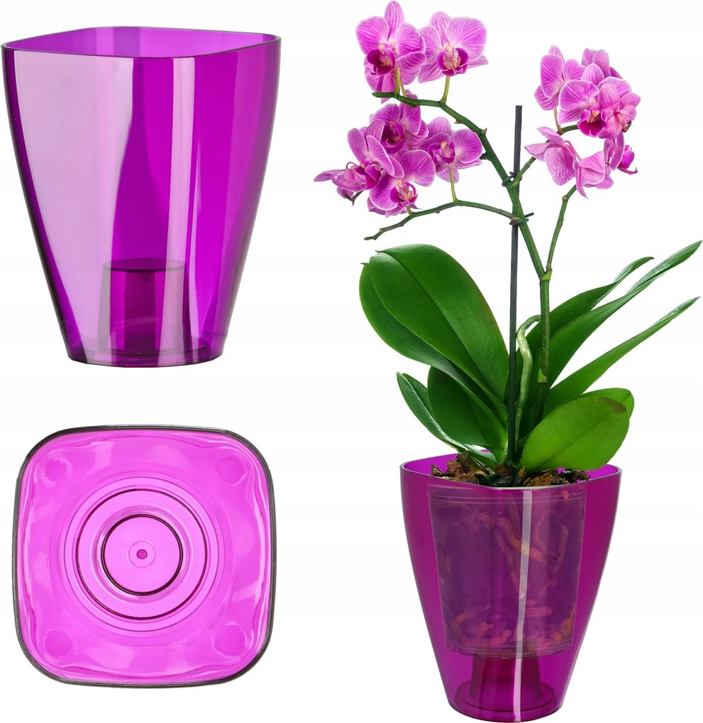 Virágtartó Fedő Orchideához Virágágyás Műanyag Virágok Lila 13CM