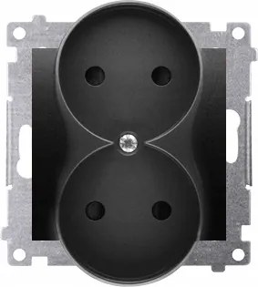 Simon 54 Dupla Dugaszoló Aljzat Földelés Nélkül Rekesz Fekete Matt