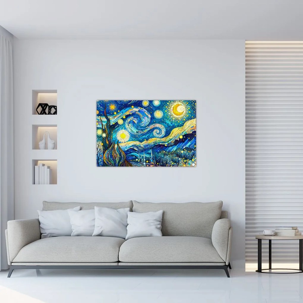 Kép – Csillagos éjszaka mozaikja (90x60 cm)