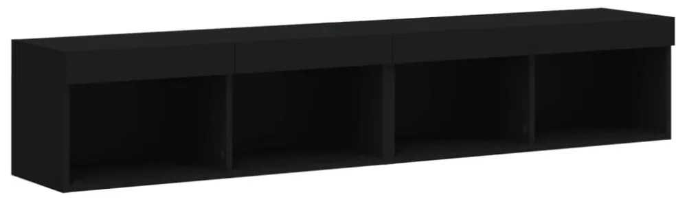 2 db fekete TV-szekrény LED-világítással 80x30x30 cm