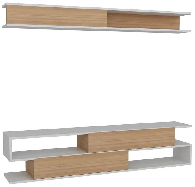 TV szekrény Sims - White, Teak