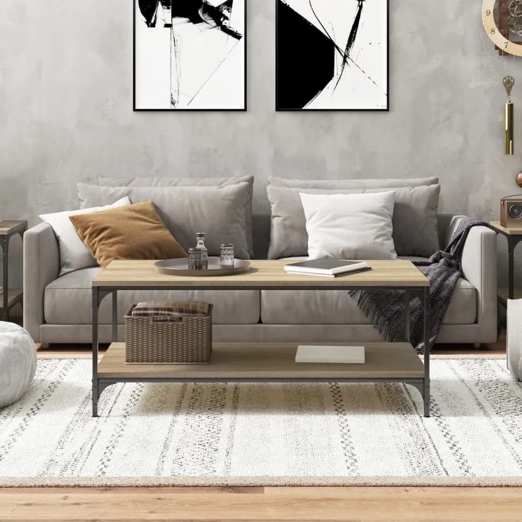 Sonoma tölgy színű szerelt fa dohányzóasztal 80 x 50 x 40 cm