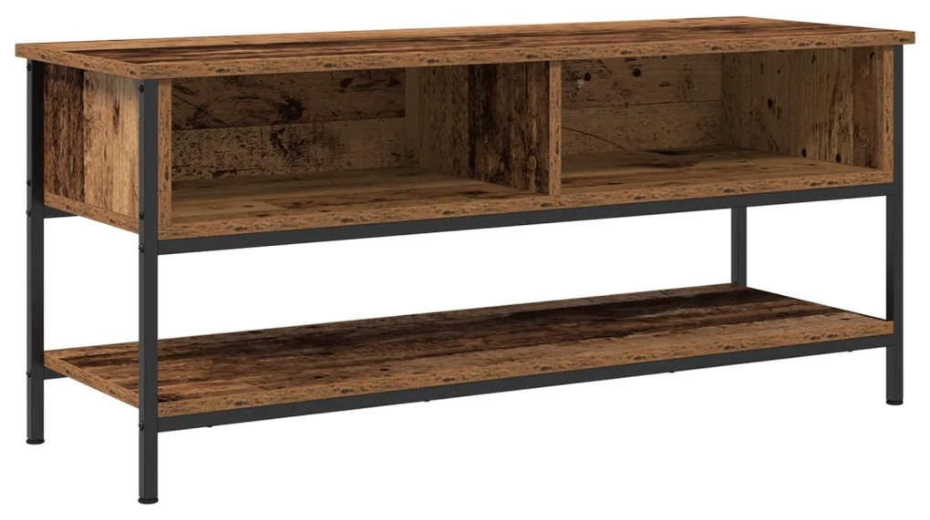 TV Szekrény Régi Fa 100x35x45 cm Műanyag Fa és Acél