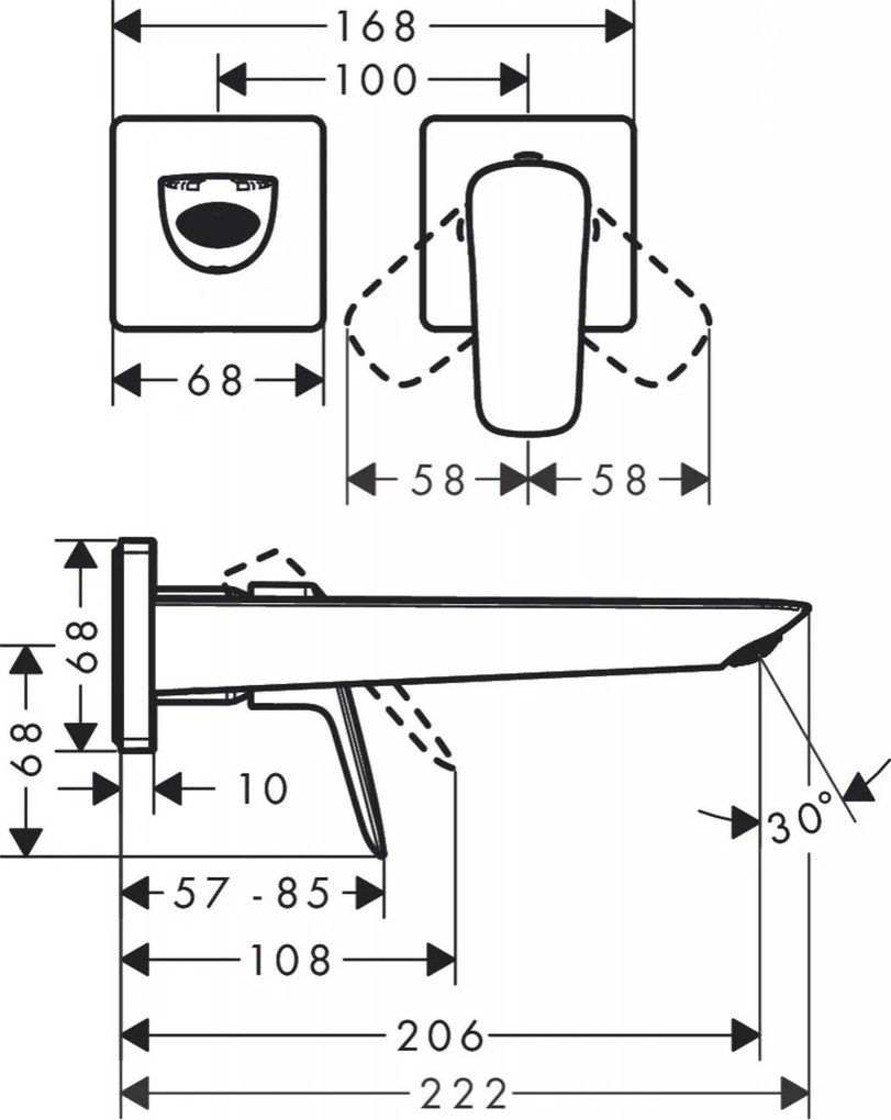 Hansgrohe Logis, Finom vakolat alatti mosdócsaptelep, 2 lyukú telepítés, EcoSmart, króm, 71256000