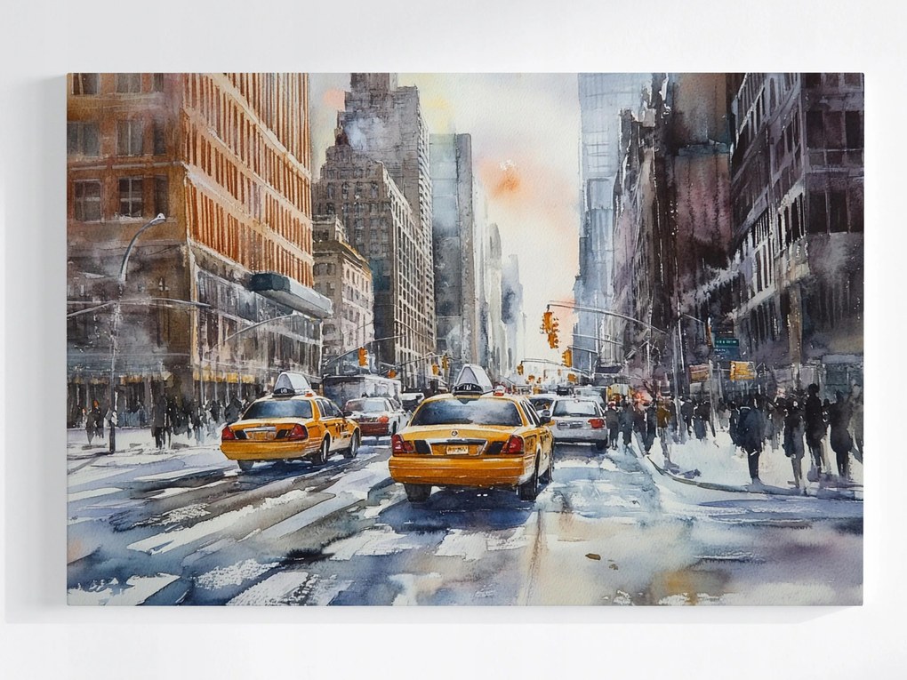 Canvas Akvarell Vászonkép New York Taxi 60x40