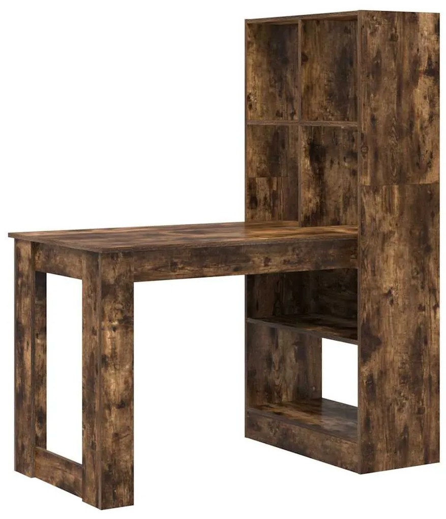 Asztal polcokkal Füstölt tölgy 122 x 67 x 145 cm Faanyag