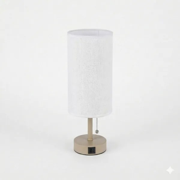 Brilagi - TABLON asztali lámpa USB-porttal, 1xE27/25W/230V, bézs/fehér