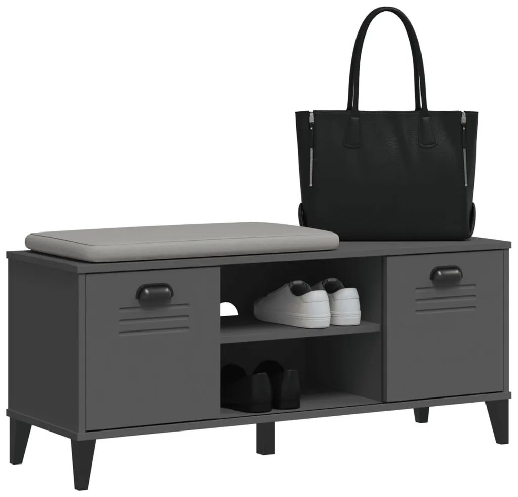 VIKEN antracitszürke szerelt fa cipőtároló pad 106 x 35 x 45 cm