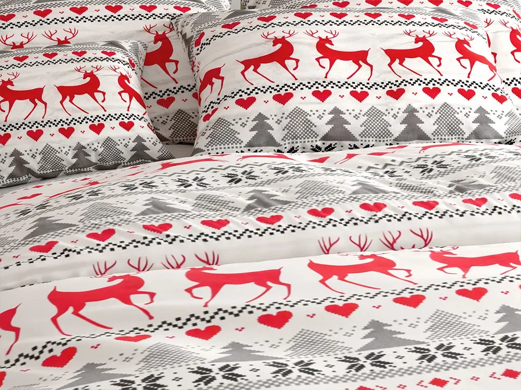Flanel ágynemű DEER DREAMS fehér Ágyneműhuzat mérete: 70 x 90 cm | 140 x 200 cm