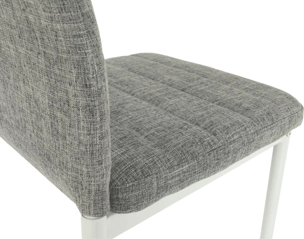 Étkezőszék, világos szürke szövet/fehér fém, COLETA NOVA