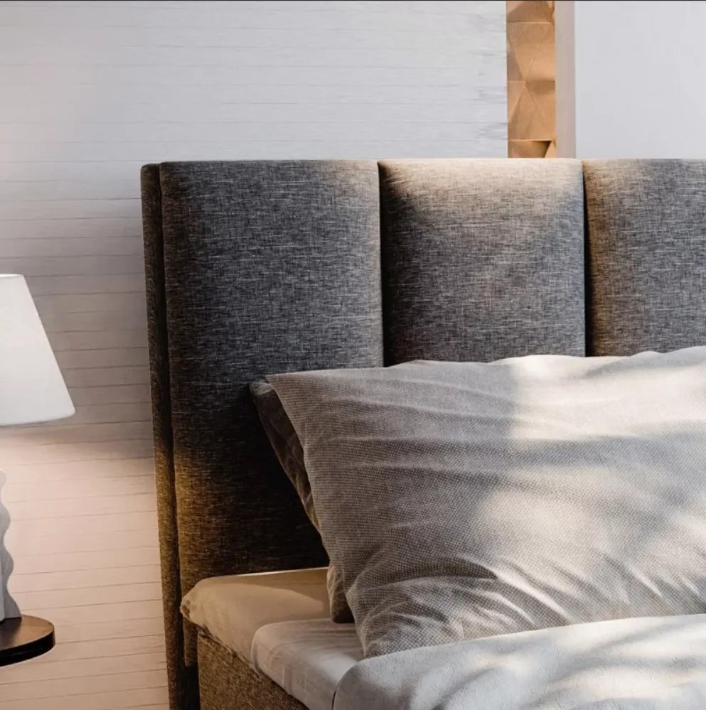 Kárpitozott boxspring ágy MERALIS 100x200 cm bézs Matrac: Bonell rugós matrac