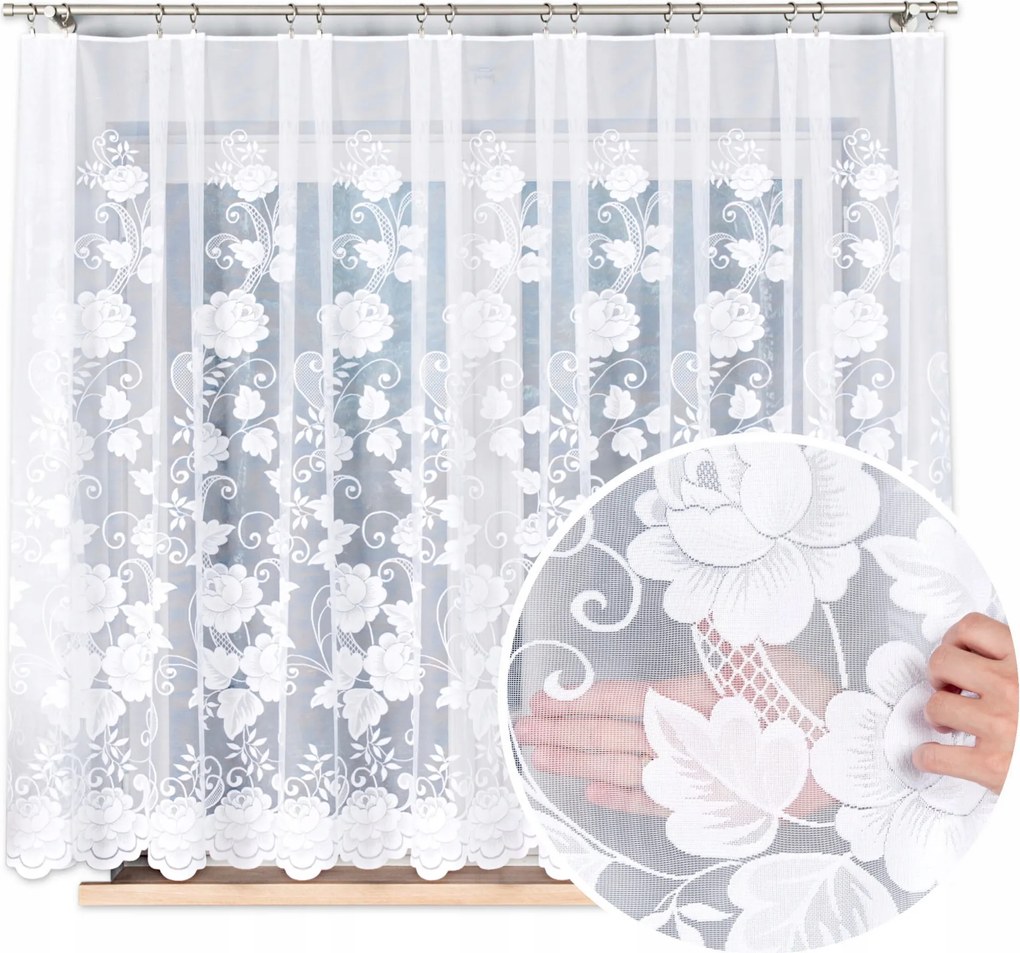 Függöny Rövid 400x160 Függöny Konyha Szoba Függöny Kész Virágok 11029