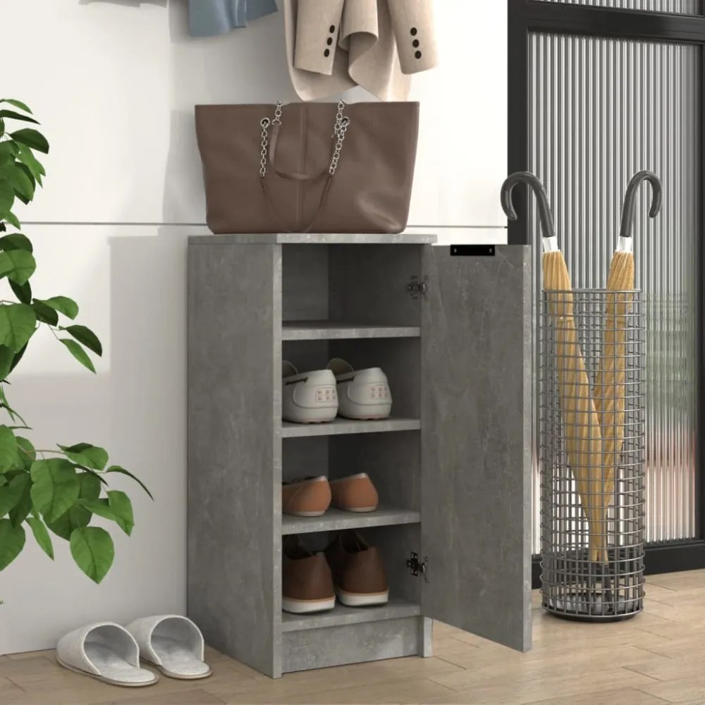 betonszürke szerelt fa cipőszekrény 30x35x70 cm