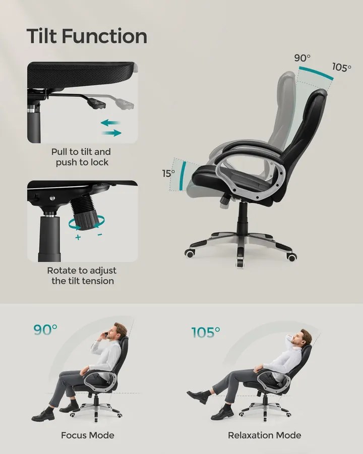 Irodai forgószék, magasságban állítható, kárpitozott vezetői szék