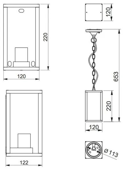 Lámpa Kerti lámpatest VENTANA-H, E27,, MAX. 20W, IP54, AC220-240V, 50-60Hz, fekete