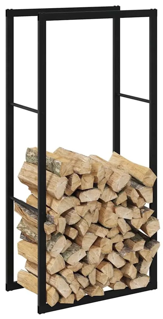 tűzifa állvány Fekete 55x30x116 cm Acél