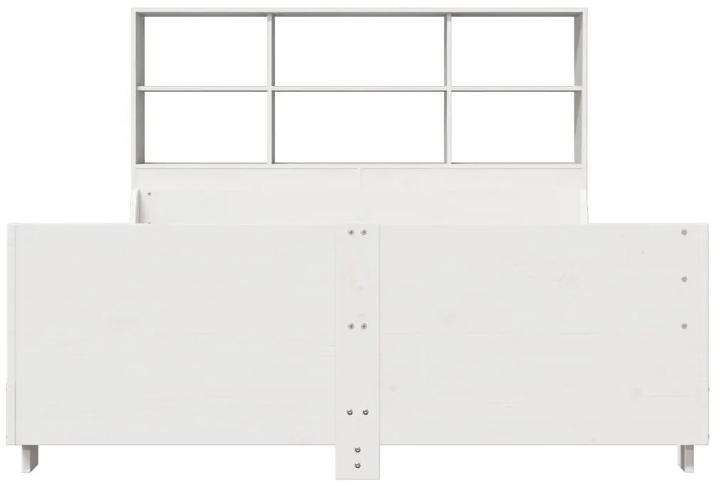 fehér tömör fa könyvespolcos ágy matrac nélkül 160 x 200 cm