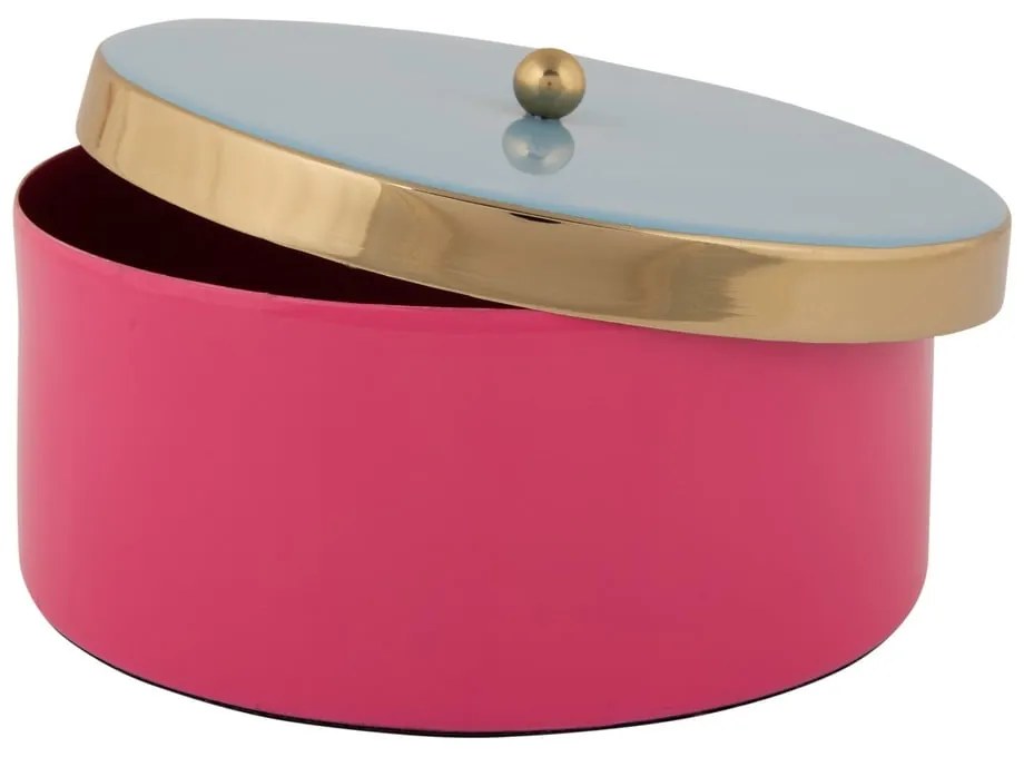 Rózsaszín dekoratív fém tárolódoboz ø 16x6 cm Double Funky – PT LIVING