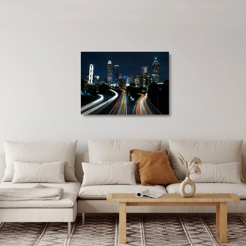 Éjszakai metropolisz képe (üvegen) (70x50 cm)