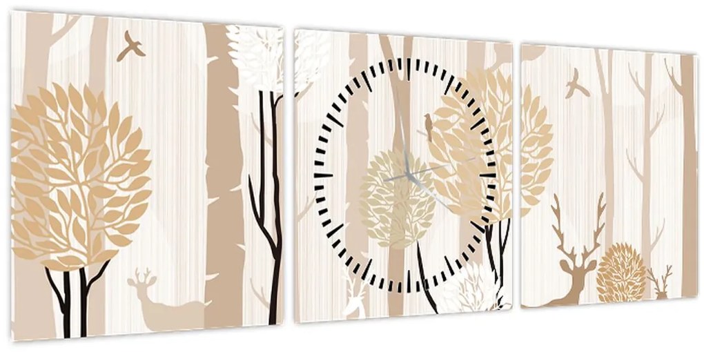 Kép - Illusztrált erdő (órával) (90x30 cm)