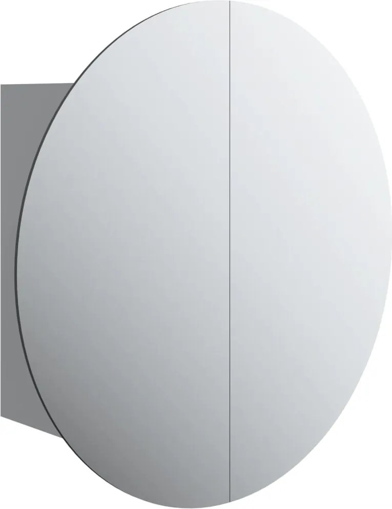 vidaXL szürke fürdőszoba-szekrény kerek tükörrel/LED-del 40x40x17,5 cm