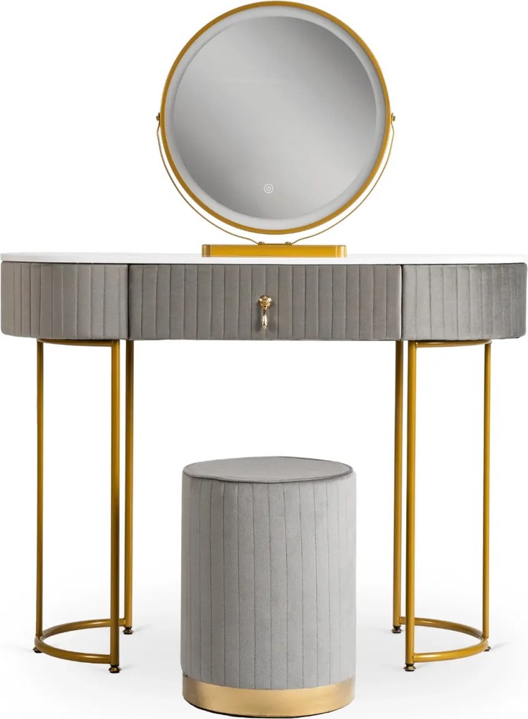 SARAH fésülködőasztal, szürke/arany