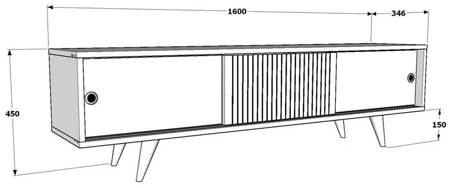 TV szekrény Ecrin - White, Walnut