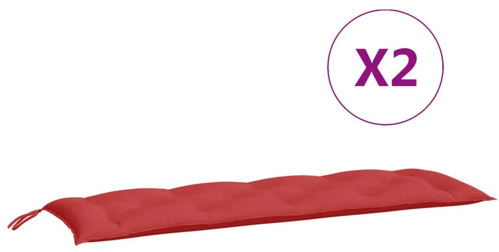 2 db piros oxford szövet kerti padpárna 150 x 50 x 7 cm