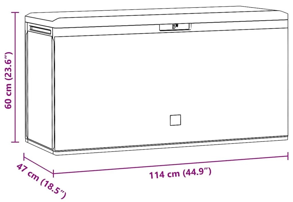 antracitszürke kerti tárolóláda 114 x 47 x 60 cm
