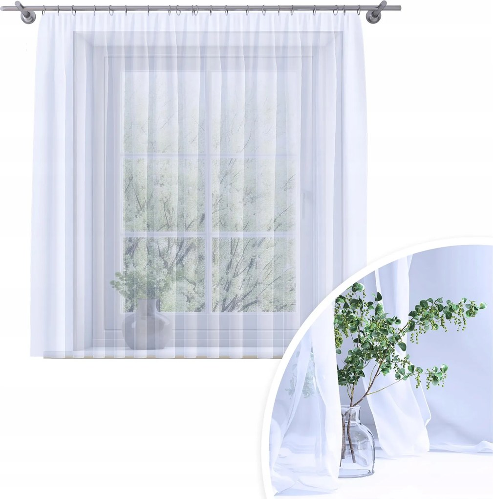 Függöny Kész Fátyol Fehér 200x160 CM Függöny Béka Szalag Függöny